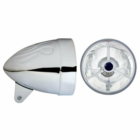 IN PRO CAR WEAR 4.5 in. Flamed Headlight Bucket, Chrome with T40700 WC Blackdot Headlamp HB44010-7
